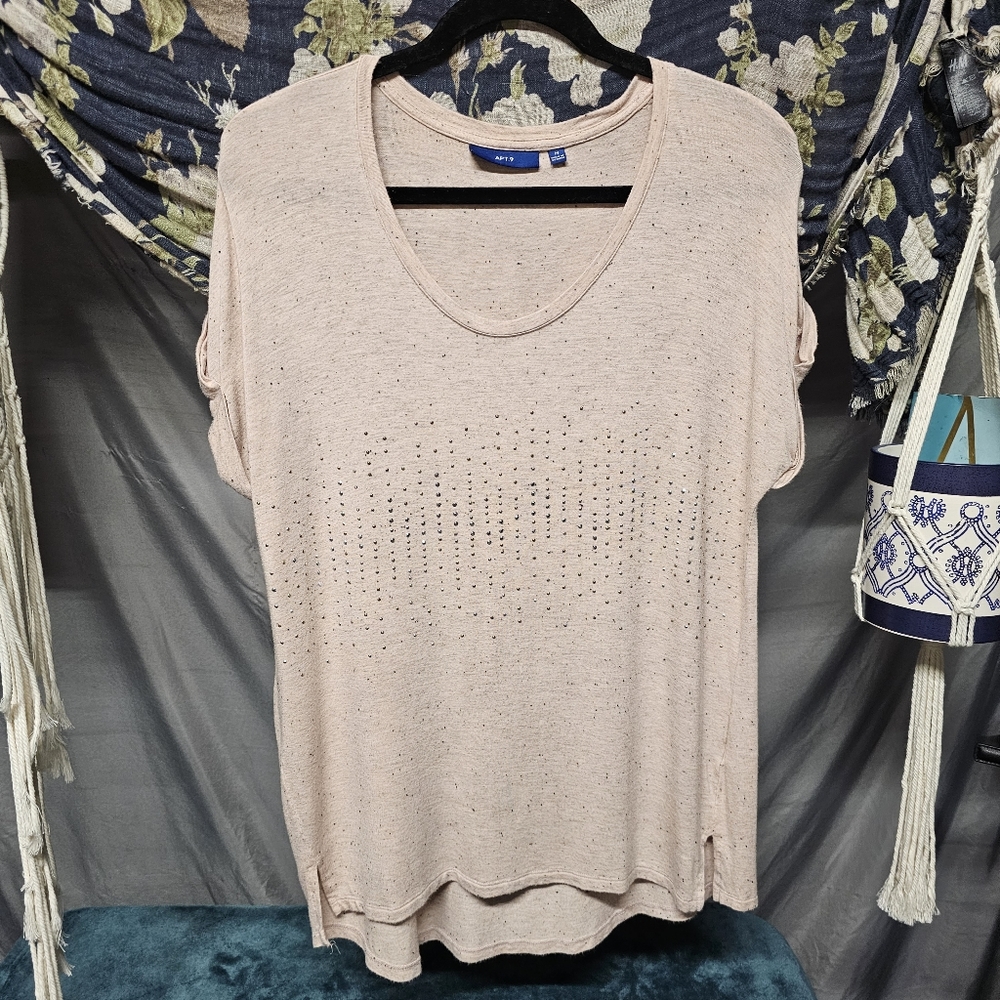 4/$20 Apt. 9 Heathered Pale Rose Embellished Blouse size Medium